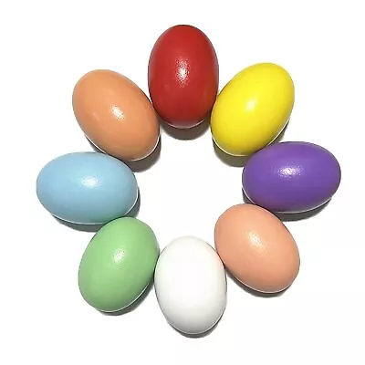 Easter Wooden Eggs Easter Decorations - 8 Colors Wood DIY Faux Egg Crafts Fak... • $19.94