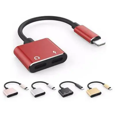 2in1 Adapter Dual Audio Charger Splitter Headphone Aux IPhone 14 13 12 11 X Pro • £3.89