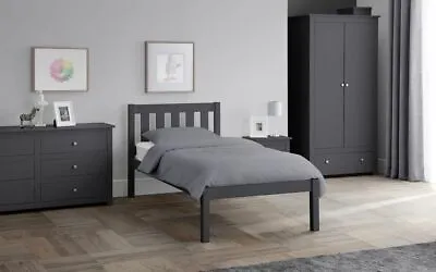 Anthracite Grey Solid Pine 3′ Single Bed Frame L201cm X D98cm X H92cm MADRID • £229