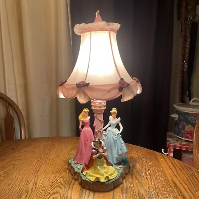 Vintage Disney Princess Lamp Cinderella Sleeping Beauty +Aurora Pink Shade 20” • $70