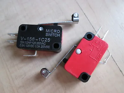 Lot (2) Micro Limit Switch V-156-1C25 With 1  Roller Lever 15A 125/250VAC #E67F • $9.95