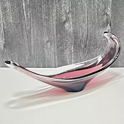 Murano Purple Clear Ombre Glass Freeform Stretch Swung Bowl Long Thin Free Form • $32.20