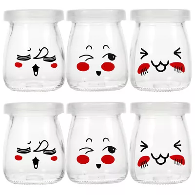 6 Pcs Mini Jam Jars Yogurt Pudding Glass Bottles With Lids 100ML-PK • $33.98