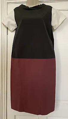 Marni Dress : Shift Style : Block Colour (Black & Maroon) : Size38 / Small • £55