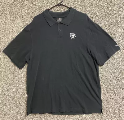 Raiders Polo Shirt Mens XL Black Silver NFL Football Team Apparel Reebok Golf • $10.27