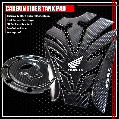 For Cbr 600/900/1000 10  Real Carbon Fiber Gas Tank Pad+gas Cap Cover Protector • $43.98