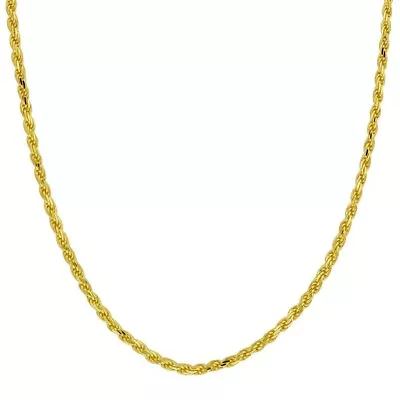 Women Men 14K Italy Gold Plated Diamond Cut Cuban Rope Chain Necklace Unisex 2MM • $4.99