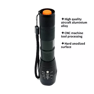 3 Modes Zoomable Rechargeable Cree Q5 LED Flashlight Torch 103Q5 Medium Black • $15.99