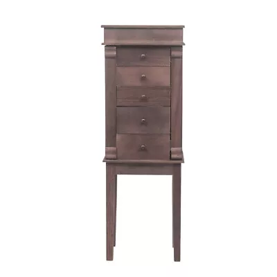 Brown Jewelry Armoire Mirror Drawers Necklace Hooks Storage Organizer • $47.55