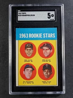 1963 Topps MAX ALVIS/BOB BAILEY/ED KRANEPOOL/PEDRO OLIVA Rookie RC #228 SGC 5 EX • $3.25