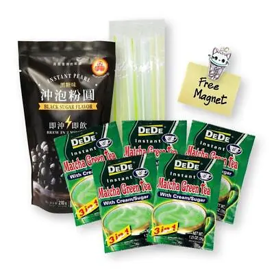 Boba Bubble Tea DIY Kit DeDe MatchaWFY Instant Blk Tapioca PearlsStrawsmagnet • £13.42