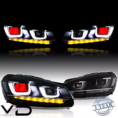 VLAND LED Projector Headlights W/Demon Eyes For Volkswagen Golf MK6 2010-2014 • $249.99