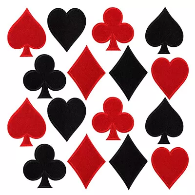 16 Pcs Playing Cards Logo Patch Spades & Hearts Poker Iron On Sew On Patches • $9.99