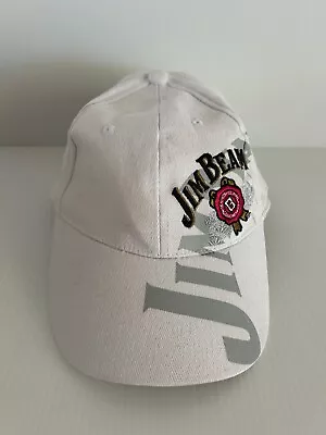 Jim Beam Logo Mens White Embroidered Cap Hat One Size - Vintage Bourbon Jimbeam • $19.49