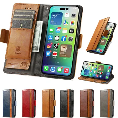 £7.07 • Buy Vintage Leather Wallet Flip Case For IPhone 14 13 12 11 Pro Max 8 7 6 Plus XR XS