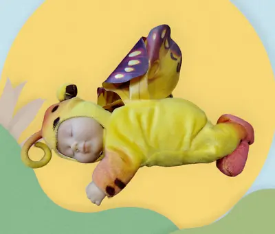 Anne Geddes 9  Yellow Plush Monarch Butterfly Wings Sleeping  Baby Doll Beanie • $11.98