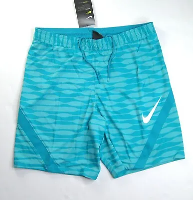 NIKE Men's Aqua Blue Dri-FIT Slim-Fit Striped Soccer Shorts CW5850-356 NWT • $29.95
