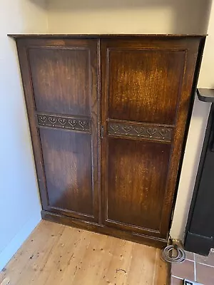 Lovely Oak Antique Linen Press/ Wardrobe / Hall Cupboard • £150