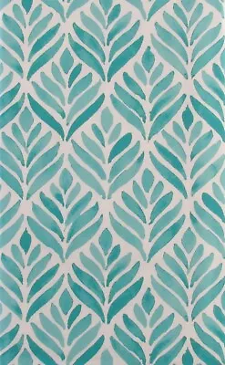 Aqua Ocean Watercolor Leaves Vinyl Flannel Back Tablecloth Various Sizes • $17.95