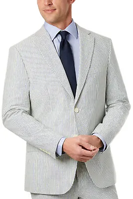 Lauren Ralph Lauren Mens Classic-Fit Seersucker Cotton Sport Coat 40 Short Blue • $85