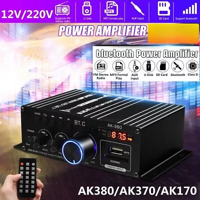 400W Bluetooth HiFi Power Amplifier Audio Digital Stereo FM AMP With Remote UK • £18.89