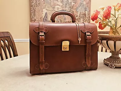 DOLPHIN   Double Belted  Thick Leather  Briefcase / Satchel - Made In England • $600