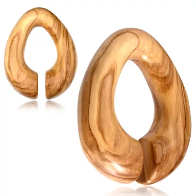 Pair 7/8  Inch Olive Wood Ear Weights Hoops Spirals Gauges Hoops Plugs Tunnels • $30.39