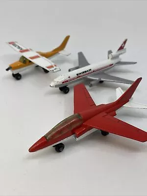 Matchbox Model Plane Lot Of 3 Military Airplanes & Commercial Planes 1973-1974 • $7.20