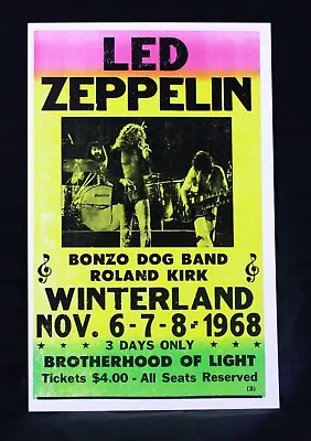 $9.99 • Buy LED ZEPPELIN Winterland Tour Concert Poster FULL SIZE 22X14  Nov 6, 1968 Rock 