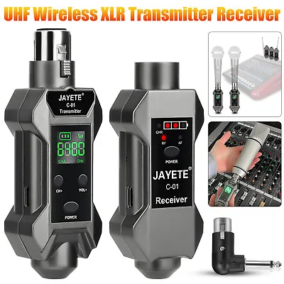 UHF Wireless Microphone System XLR Transmitter Receiver Mic Adapter Audio Mixer • $38.98