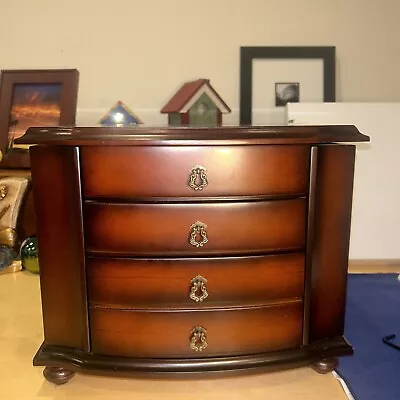 Bombay Company Mahogany Wood 3 Drawer Jewelry Box Organizer • $70