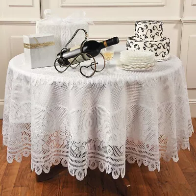 $23.75 • Buy White Vintage Lace Tablecloth Round Table Cover Wedding Party Dining Decor 180cm