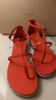 Michael Kors Collection Annabeth Runway  Women Sandals Leather Flat Red Italy  • $85