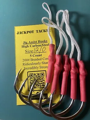 5 PACK Jig Hooks Sizes 1/0 To 12/0 Assist Hook For Fishing Jigs Jigging 200 Lb • $4.85