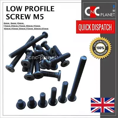 M5 Low Profile Head Screws Bolt 6/8/10/15/20/25/30/35/40/45/50/55/60/65mm V-Slot • £5.95