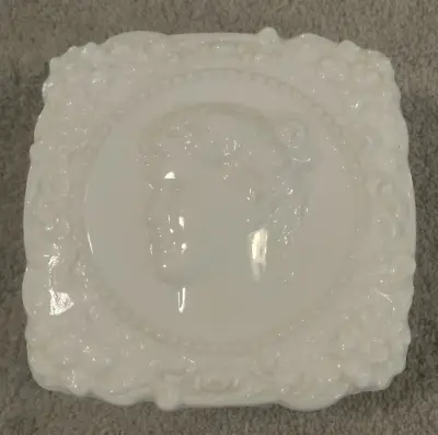 1950s Fostoria Cameo Jenny Lind Vintage Milk Glass Handkerchief Jewelry Box • $27.99
