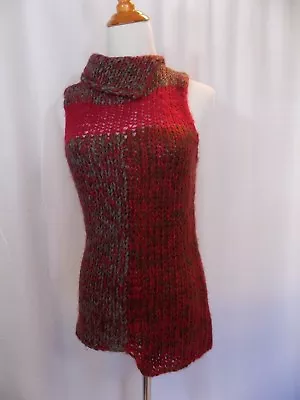 New Vtg Silver Jeans Hand Knit Sleeveless Sweater Mock Turtleneck NOS Jr S M • $11.54