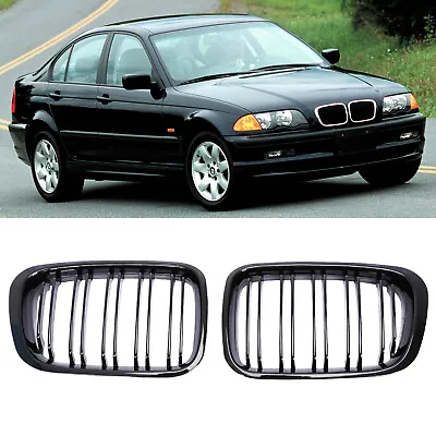 Gloss Black Kidney Grille Grills For BMW E46 3 Series 1999-2001 4D Sedan Wagon • $25.09