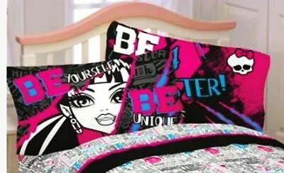 (2 PACK) Monster High Design REVERSABLE Pillowcase Black Microfiber 20 X26  • $7.99