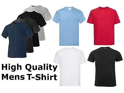 Mens New Plain Crew Neck Soft Cotton Gym Casual Short Sleeve T-shirt Tee S-XL • £2.95