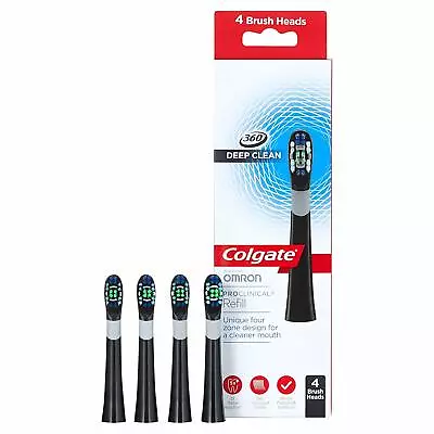 4 X Colgate 360 ProClinical Charcoal Deep Clean Refill Brush Heads Omron Pack • £23.59