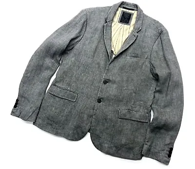Men's All Saints Armoury Gray Linen Sport 2 Button Blazer Jacket Size M/L • £79.62