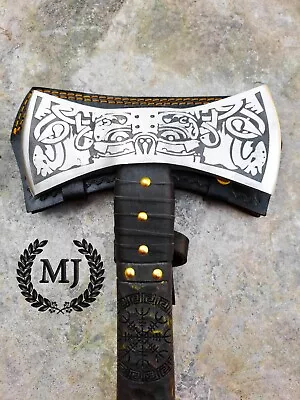 Custom Handmade 28  Long High Carbon Steel Medieval Double Head Axe Hatchet. • $125