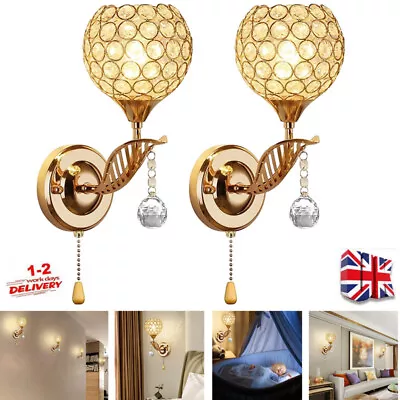 2PCS Modern Crystal LED Wall Light Lamp Sconce Bedroom Living Room Fixture • £16.99