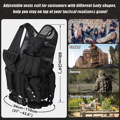Military Tactical Vest Holster Police Molle Assault Combat Gear Hunting Training • $31.99