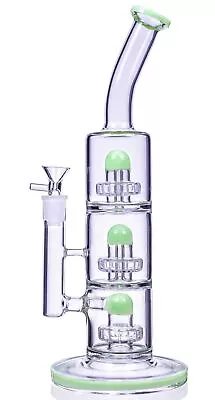 TALL 14  TRIPLE Showerhead Perc BONG Glass Water Pipe HOOKAH Bubbler COOL *USA* • $225.79