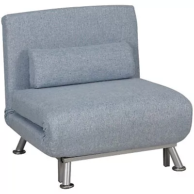 HOMCOM Single Folding 5 Position Convertible Sleeper Chair Sofa Bed Blue • £149.99