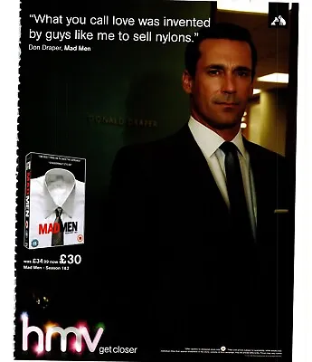 Framed Magazine Advert 12x9  Mad Men On Dvd At Hmv • $31.11