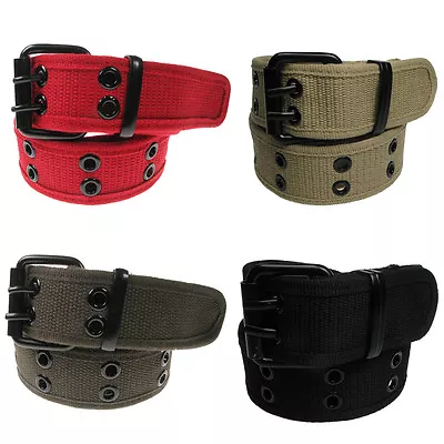 £7.99 • Buy 40mm Men/Women Plain Eyelet Webbing Canvas Belt Will Fit Up To 44