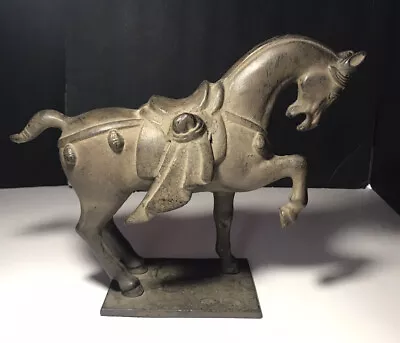 £91.86 • Buy Vintage JAPAN Cast Iron  Chinese War Horse Tang Dynasty Style Sculpture Statue